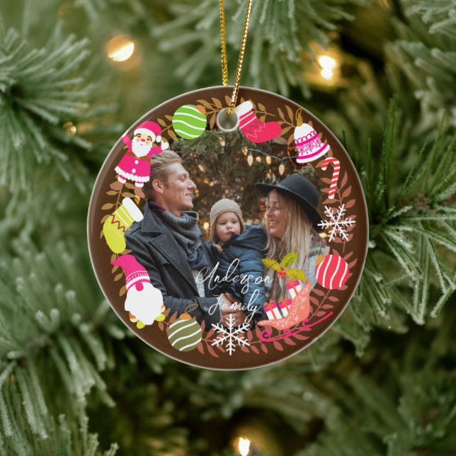 JoChristmas Foto Brown Keramik Ornament (Baum)