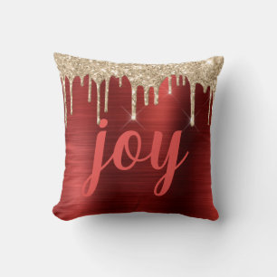 JoChristmas Glitzer Tropfen Red Metallic Typografi Kissen