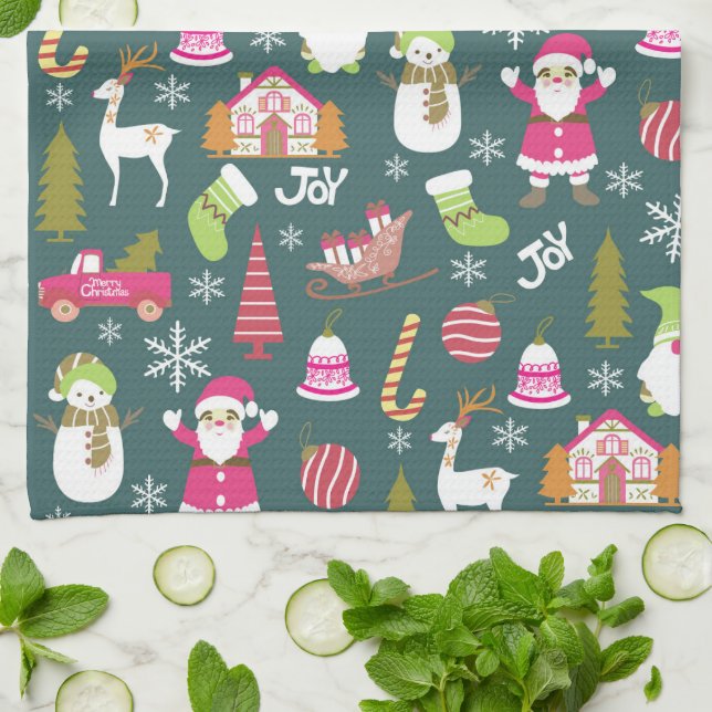 JoChristmas Green Geschirrtuch (Gefaltet)