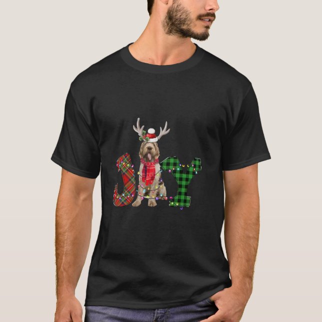 JoChristmas Lights Spinone Italiano Dog Santa Ha T-Shirt (Vorderseite)