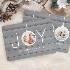 JoChristmas Ornaments Simple Gray Wood 4 Foto Feiertagskarte