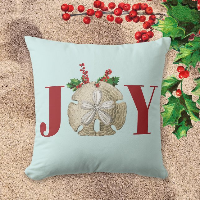 JoChristmas Sand Dollar Holly Berries Küste Kissen (Von Creator hochgeladen)