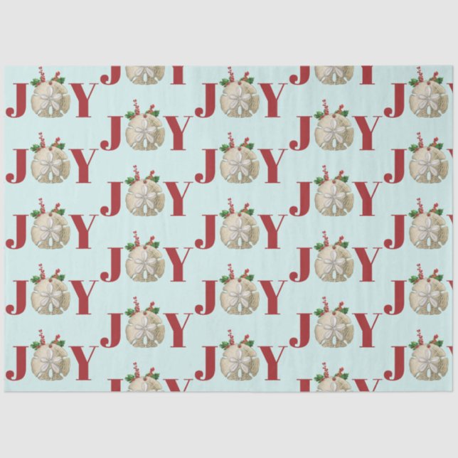 JoChristmas Sand Dollar Holly Berries Küste Seidenpapier (Vorderseite)