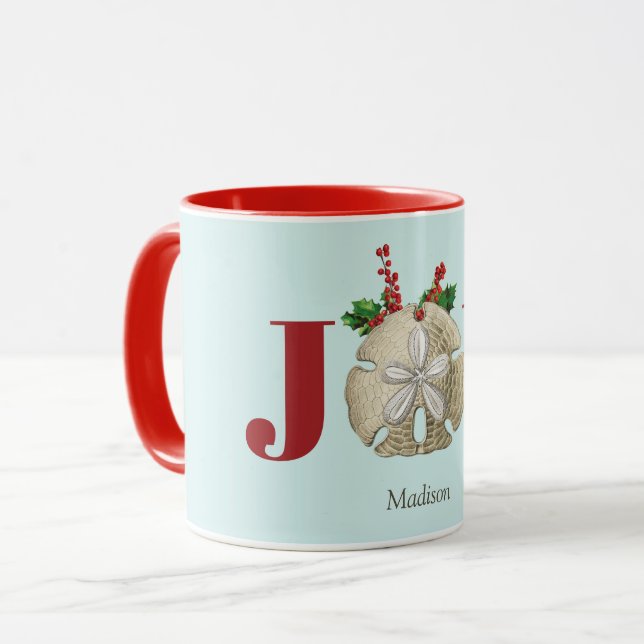JoChristmas Sand Dollar Holly Berries Küste Tasse (Vorderseite Links)