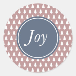JoChristmas Tree Pattern Blue White Lila Rose Runder Aufkleber