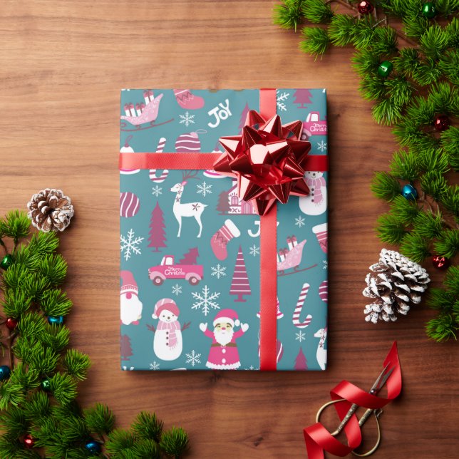 JoChristmas Turquoise Geschenkpapier (Feiertagsgeschenk)