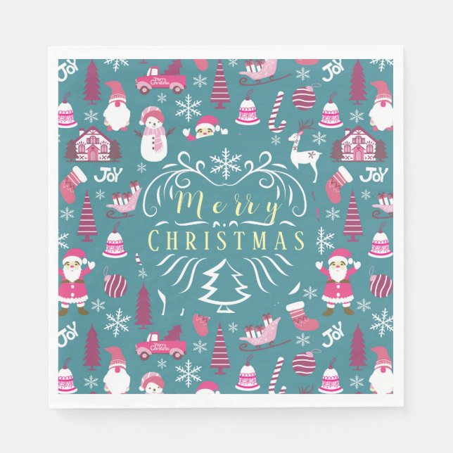 JoChristmas Turquoise Serviette (Vorderseite)