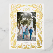 JoChristmas Wreath Foto Foil Gold Postkarte