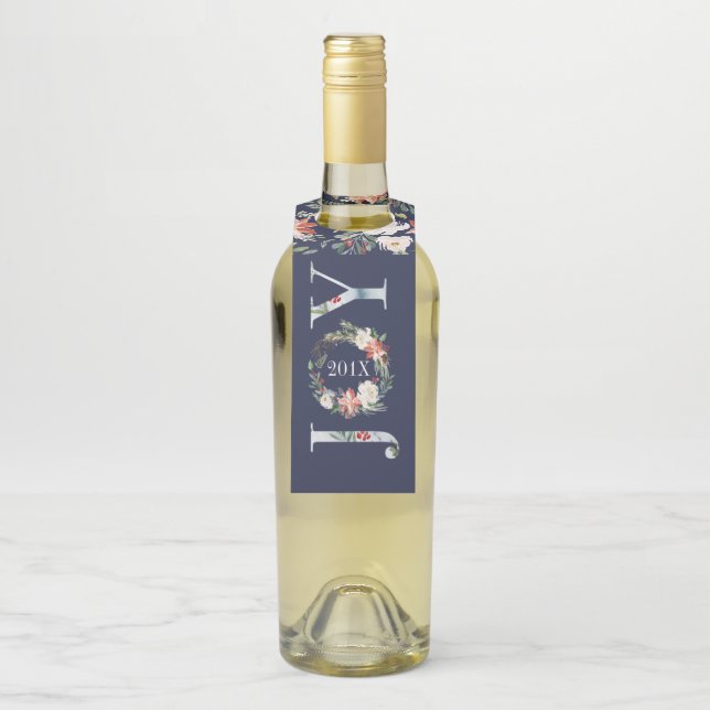 JoChristmas Wreath & Typografie Flaschenanhänger (Auf Flasche)