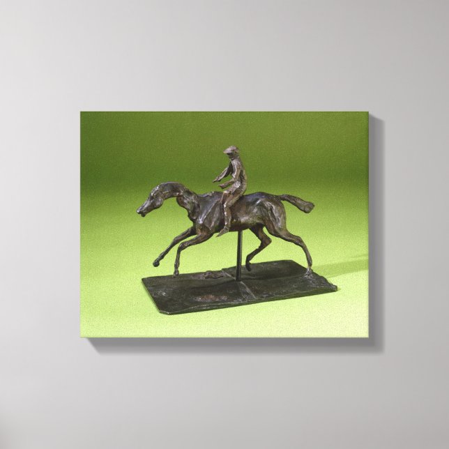 Jockey auf dem Pferd (Bronze) Leinwanddruck (Vorderseite)
