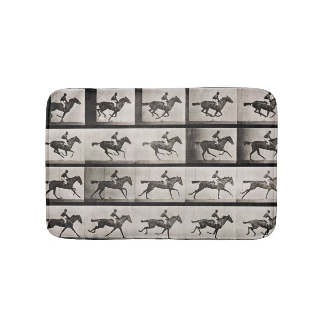 Jockey auf einem galoppierenden Pferd, überziehen Badematte (Vorderseite)