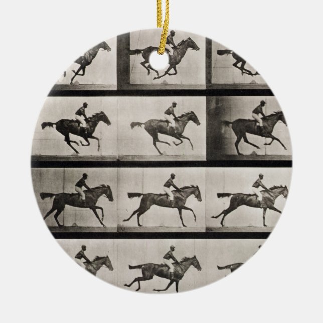 Jockey auf einem galoppierenden Pferd, überziehen Keramikornament (Vorne)