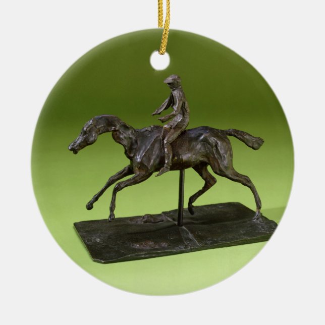 Jockey auf einem Pferd (Bronze) Keramikornament (Vorne)