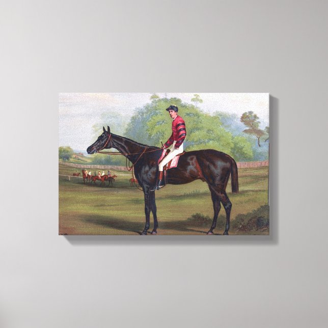 Jockey auf Racehorse Vintag Painting Leinwanddruck (Vorderseite)