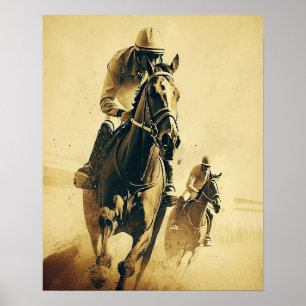 Jockey im Vintage-Stil Pferderennen Kunstposter Poster