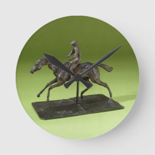 Jockey on a Horse (bronze) Runde Wanduhr