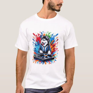 Jockey Siberian Husky DJ Hund T-Shirt