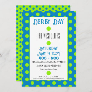 Jockey Silk Dots Green und Blue Derby Einladung