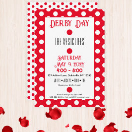 Jockey Silk Dots Red und White Derby Einladung