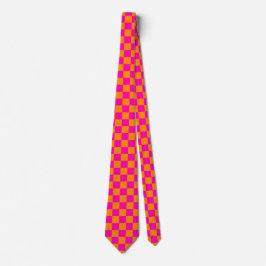 Jockey Silks Checkerboard Hot Pink Orange Derby Krawatte