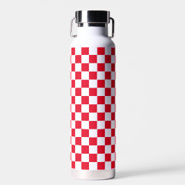 Jockey Silks Checkerboard Red and White Trinkflasche