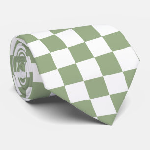 Jockey Silks Checkerboard Sage Green White Derby Krawatte