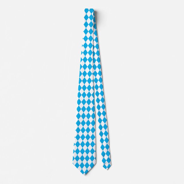 Jockey Silks Diamond Light Blue und White Neck Tie Krawatte (Vorderseite)