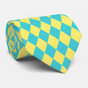 Jockey Silks Diamond Turquoise und Yellow Neck Tie Krawatte