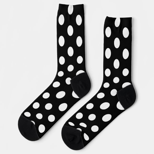 Jockey Silks Dots White on Black Derby Polka Dot Socken (Linkes Detail)