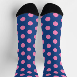 Jockey Silks Pink Polka Dots auf Französisch Blue Socken