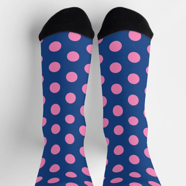 Jockey Silks Pink Polka Dots auf Französisch Blue Socken (Oben)