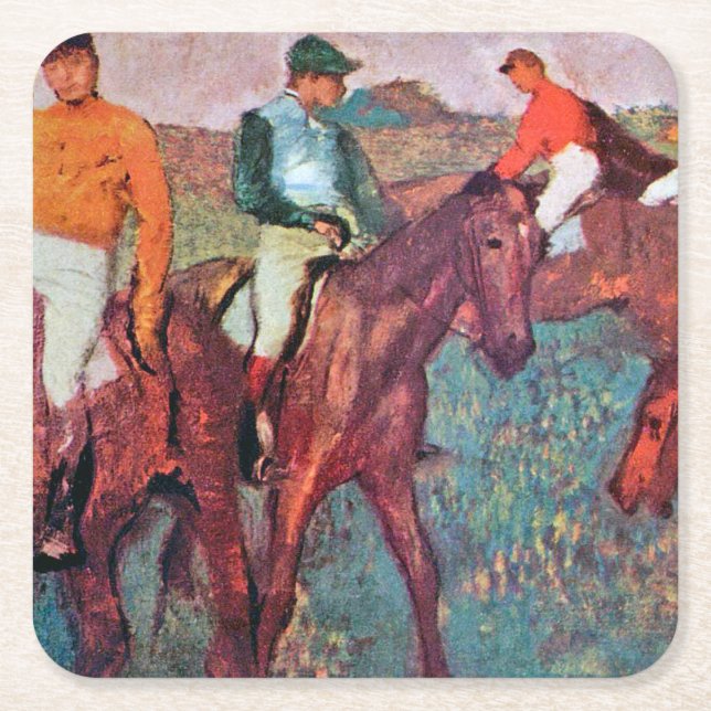 Jockey und Horse, Edgar Degas Rechteckiger Pappuntersetzer (Vorderseite)