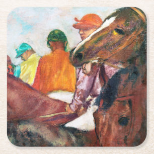 Jockey und Horse, Edgar Degas Rechteckiger Pappuntersetzer