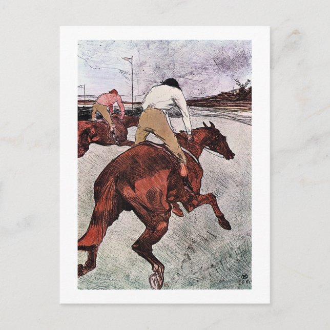 Jockey und Race Horse, Lautrec Postkarte (Vorderseite)