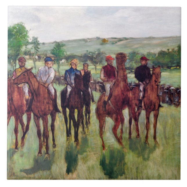 Jockeys and Race Horses, Edgar Degas Fliese (Vorderseite)