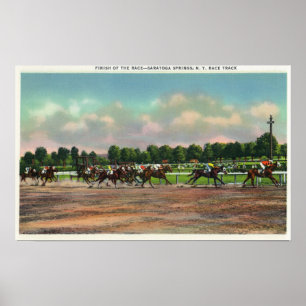 Jockeys Finishing Rennen auf Rennstrecke Poster