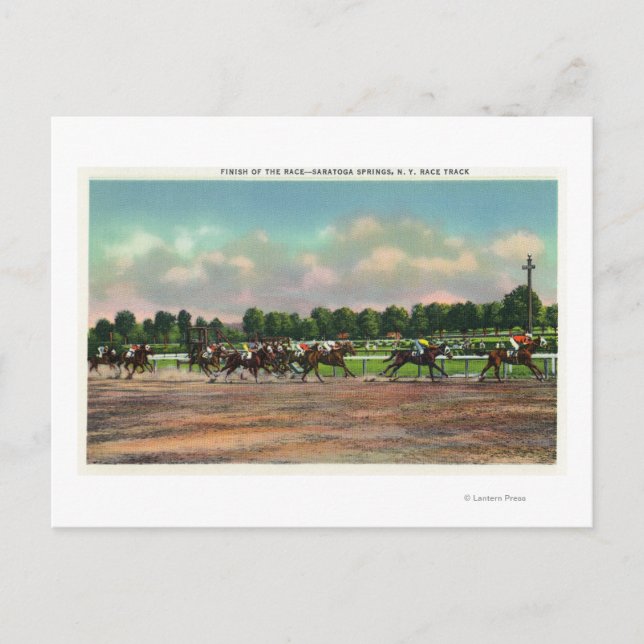 Jockeys Finishing Rennen auf Rennstrecke Postkarte (Vorderseite)