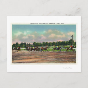 Jockeys Finishing Rennen auf Rennstrecke Postkarte