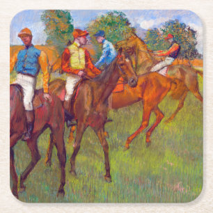 Jockeys und Rennpferde, Edgar Degas Rechteckiger Pappuntersetzer