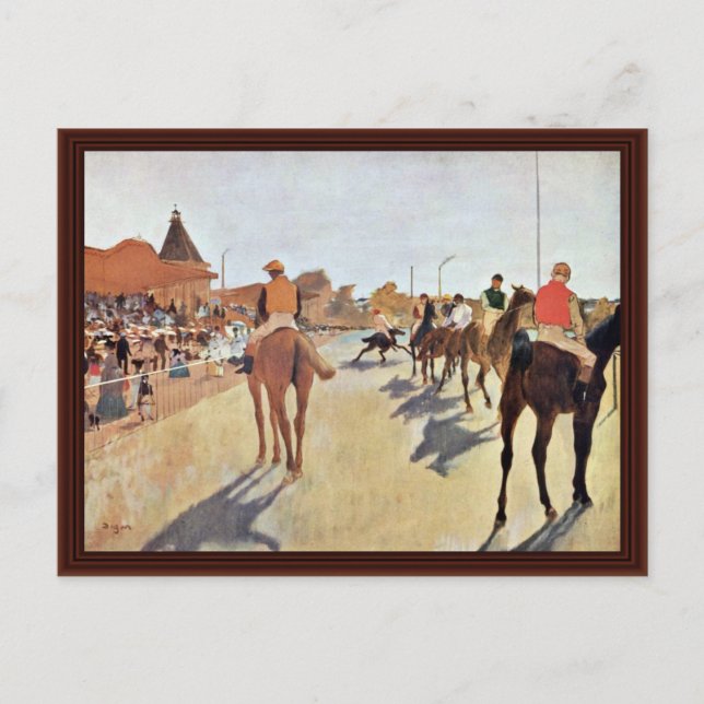 Jockeys vor der Tribüne von Edgar Degas Postkarte (Vorderseite)