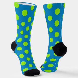 Jockeyseide Limettengrün mit Punkten auf blauen Är Socken