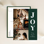 Jodern Modern Green Christmas 3 Foto Collage Feiertagspostkarte<br><div class="desc">Joy Modern Green Christmas 3 Foto Collage Modern Holiday Postcard. Mit dieser festlichen und modernen Urlaubskarte senden Sie Ihren Lieben eine Urlaubskarte. Alle Texte sind so vorbereitet,  dass Sie sie einfach und schnell mit Ihren eigenen Details personalisieren können. Gute Ferien!</div>