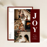 Jodern Modern Red Christmas 3 Foto Collage Feiertagspostkarte<br><div class="desc">Joy Modern Red Christmas 3 Foto Collage Modern Holiday Postcard. Mit dieser festlichen und modernen Urlaubskarte senden Sie Ihren Lieben eine Urlaubskarte. Alle Texte sind so vorbereitet,  dass Sie sie einfach und schnell mit Ihren eigenen Details personalisieren können. Gute Ferien!</div>