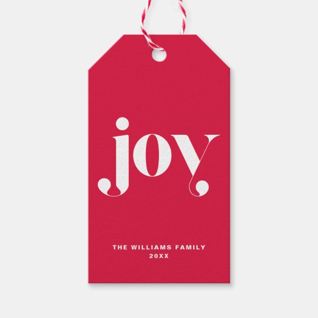 Jodern Modern Typografy Personalisiert Holiday Geschenkanhänger (Vorderseite)