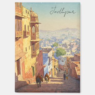 Jodhpur India Blue Houses Watercolor Magnet