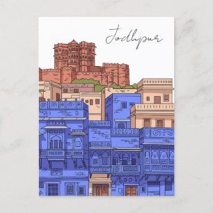 Jodhpur India Illustration Postkarte