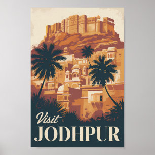 Jodhpur India Illustration Travel Art Vintag Poster