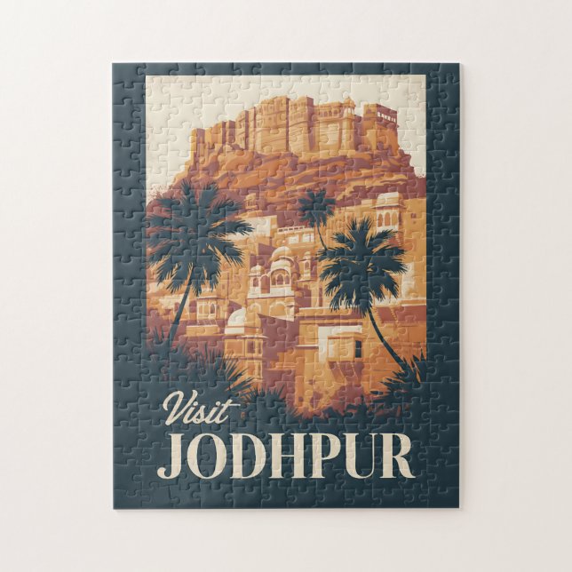 Jodhpur India Illustration Travel Art Vintag Puzzle (Vertikal)