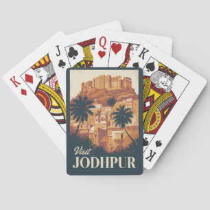 Jodhpur India Illustration Travel Art Vintag Spielkarten