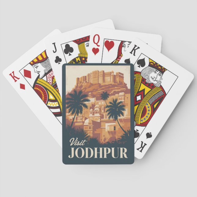 Jodhpur India Illustration Travel Art Vintag Spielkarten (Rückseite)
